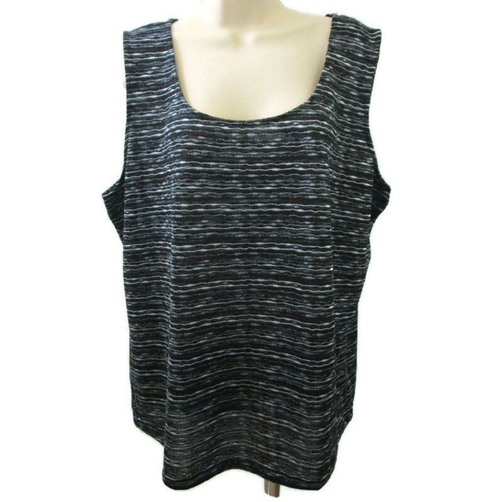 Jones New York Collection Tank Top Plus Sz 3X Black White Sleeveless Striped NEW